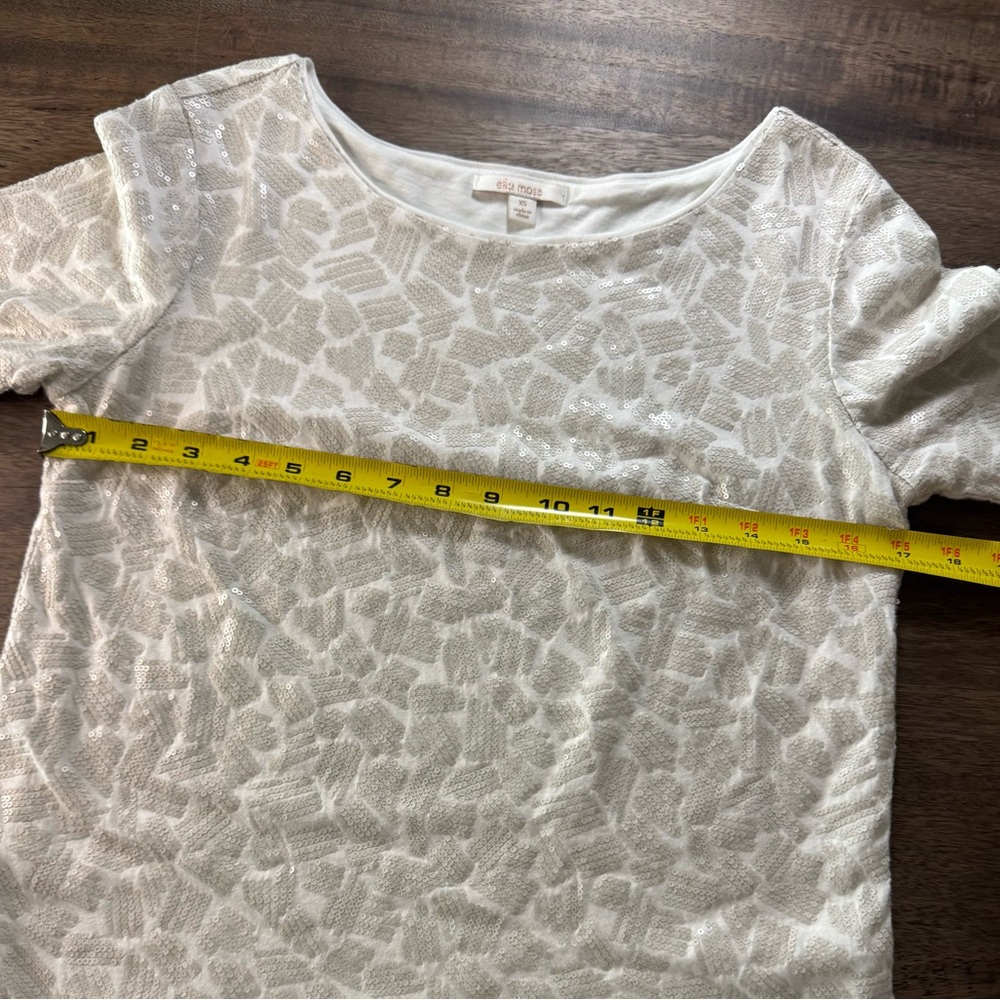 Ella Moss White Matte Sequence, Pattern, Top, Siz… - image 2